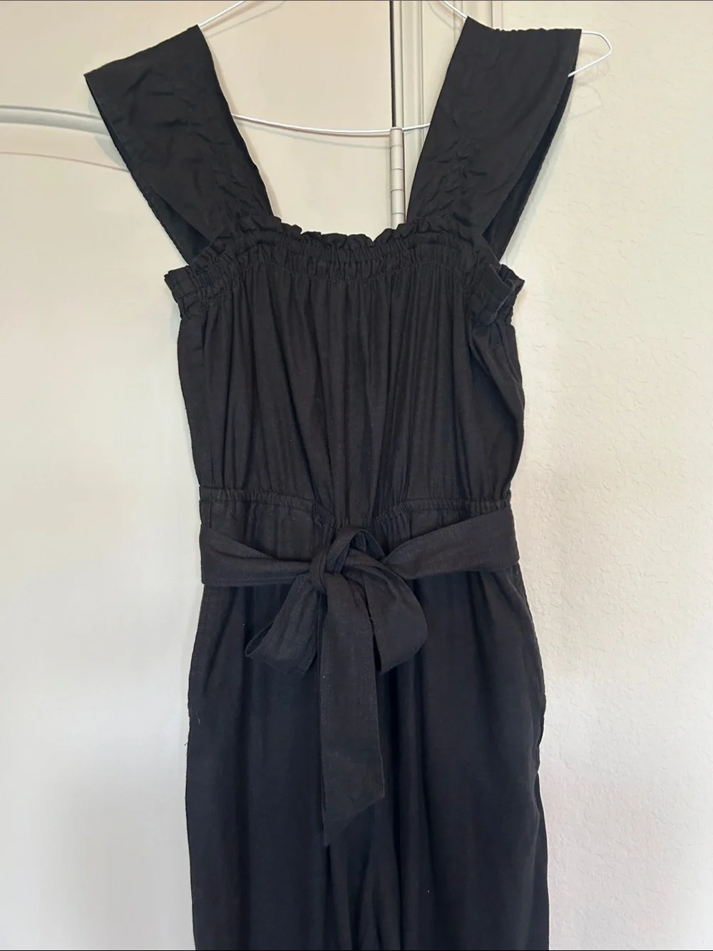 H&M Black Linen Blend Ruffle Sleeve Jumpsuit